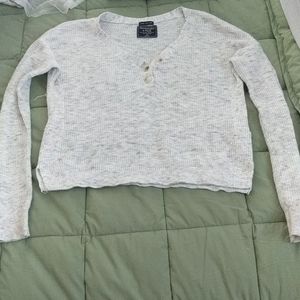 Cropped Henley sweater